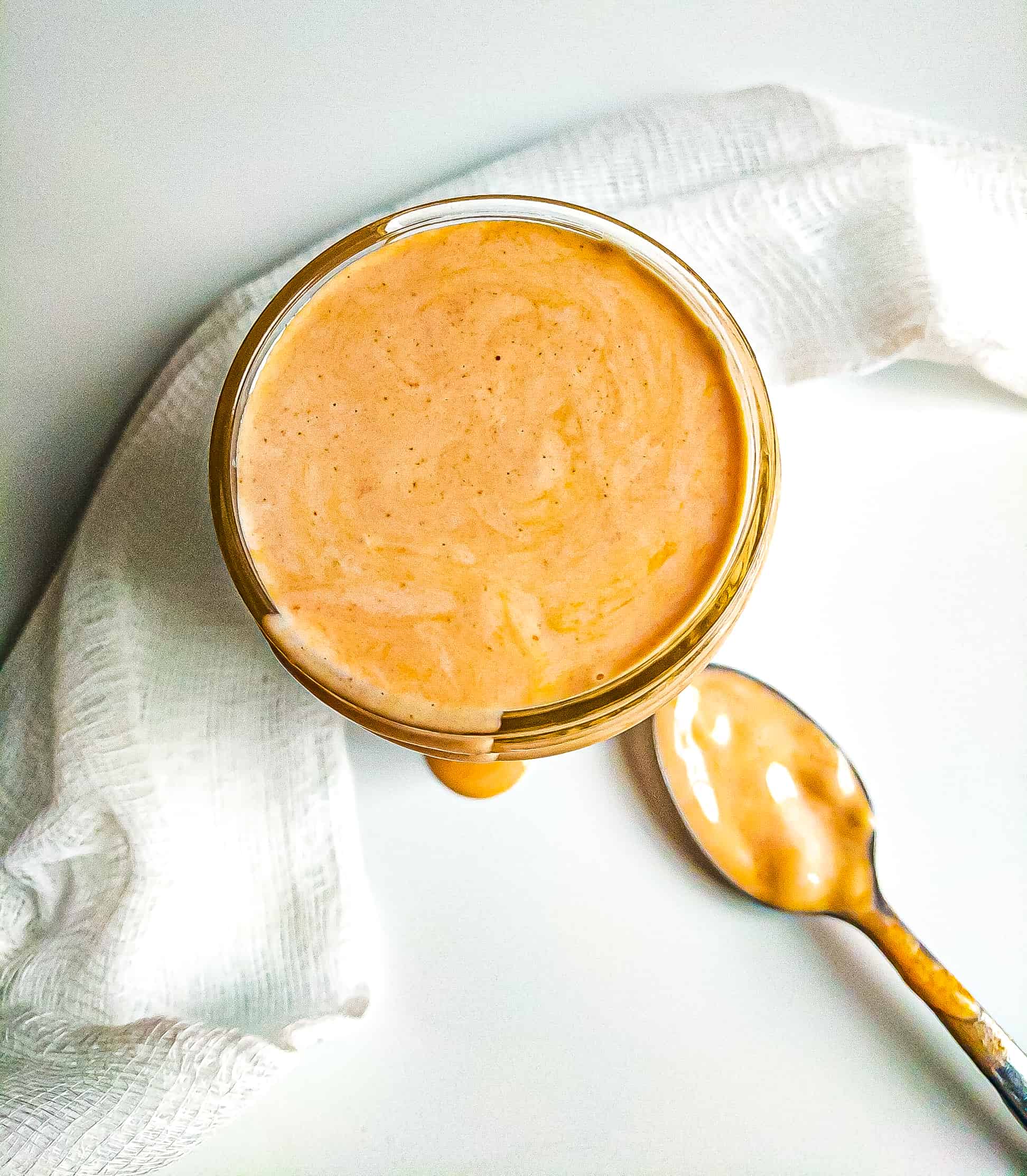Overhead shot of Big Mac Sauce with spoonful on the side