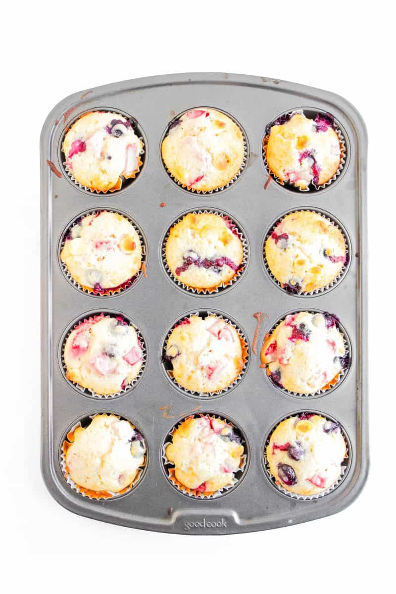 Baked muffins in muffin pan