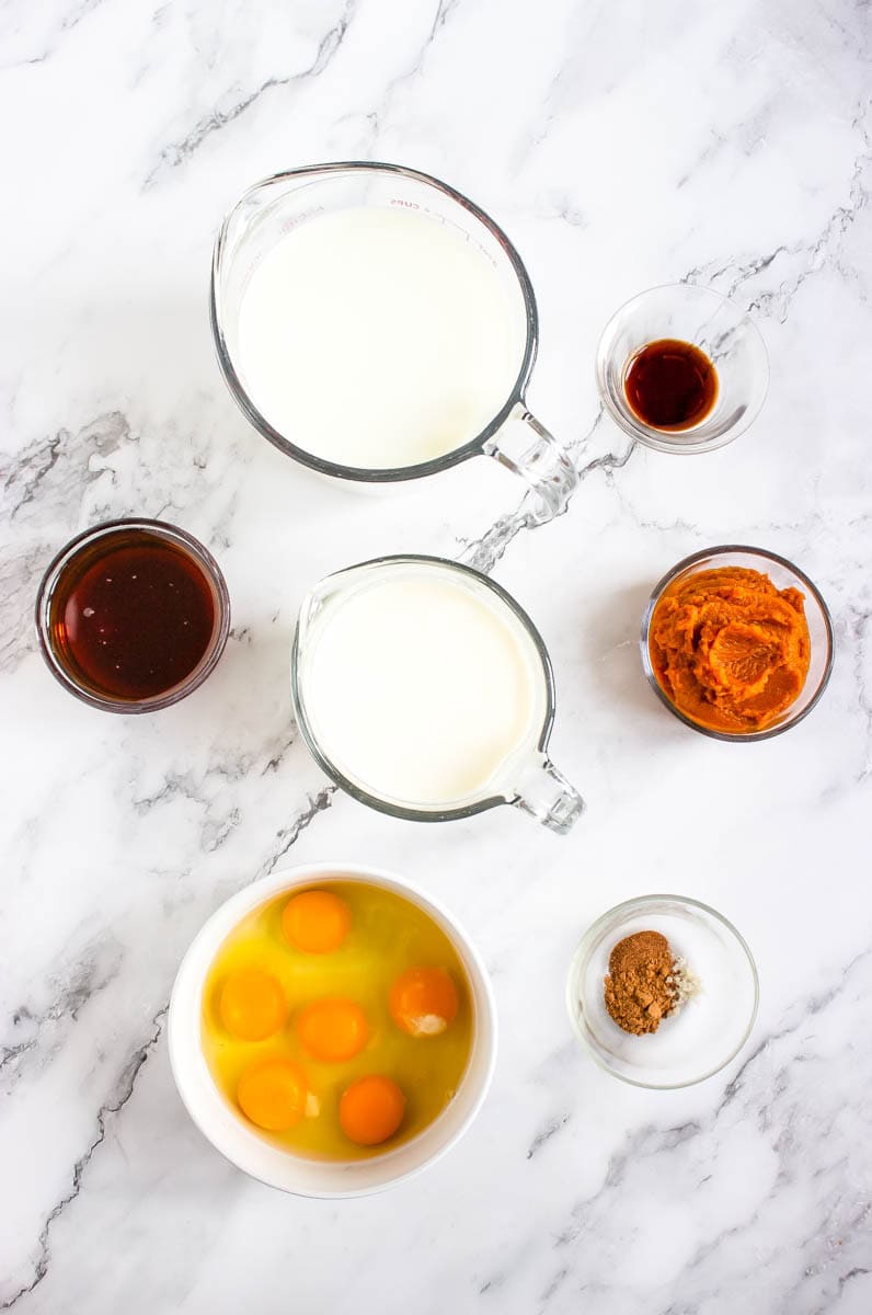 Ingredients for pumpkin spice eggnog
