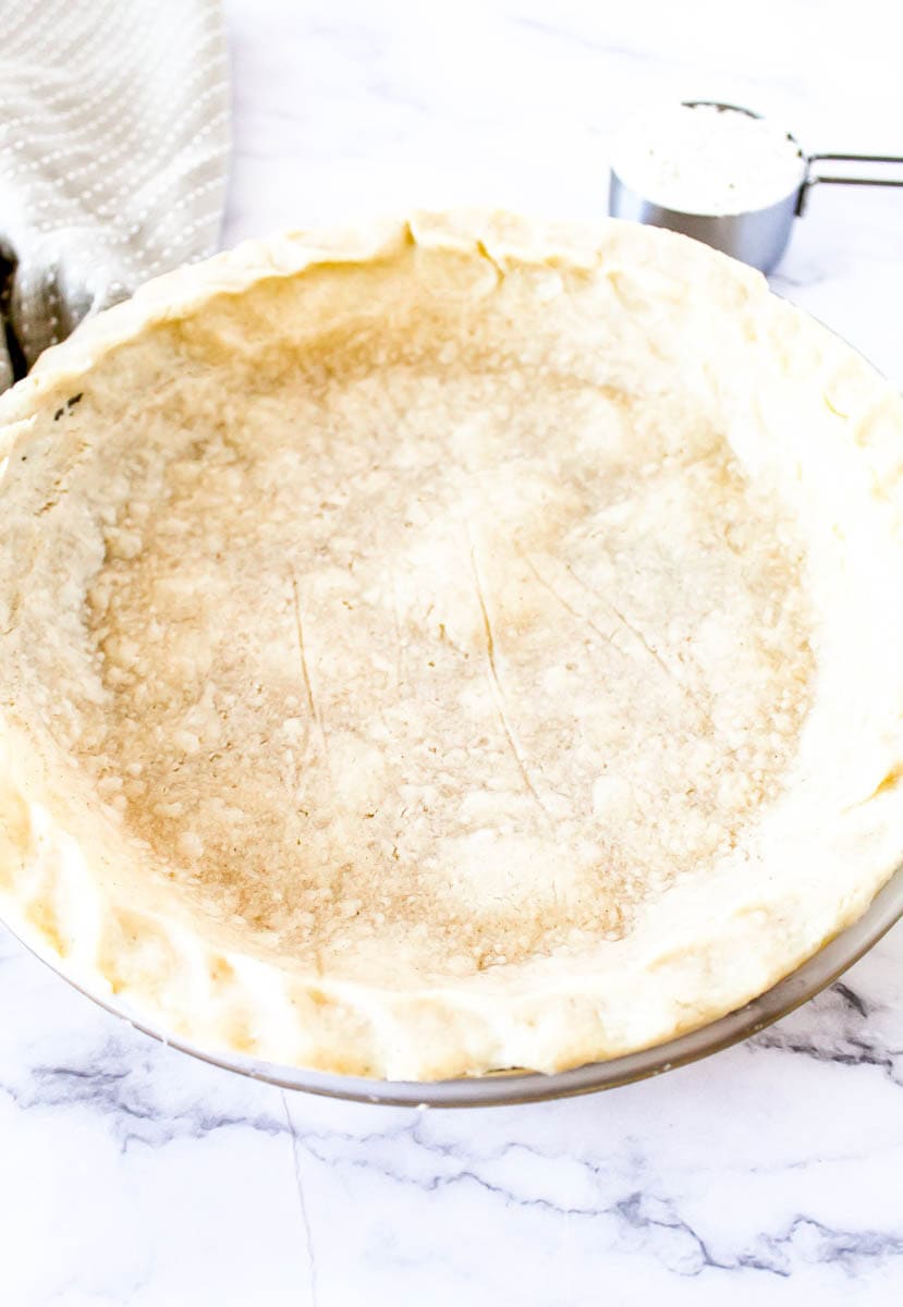 Pie crust on marble top.