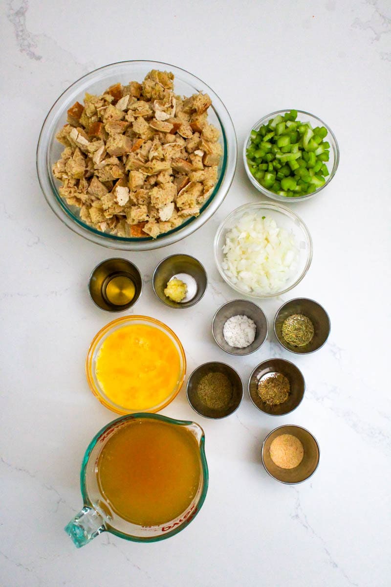 Ingredients for gluten free stuffing