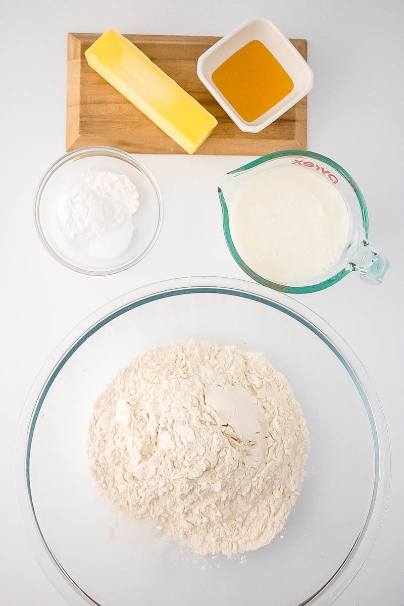 Ingredients for gluten free buttermilk biscuits