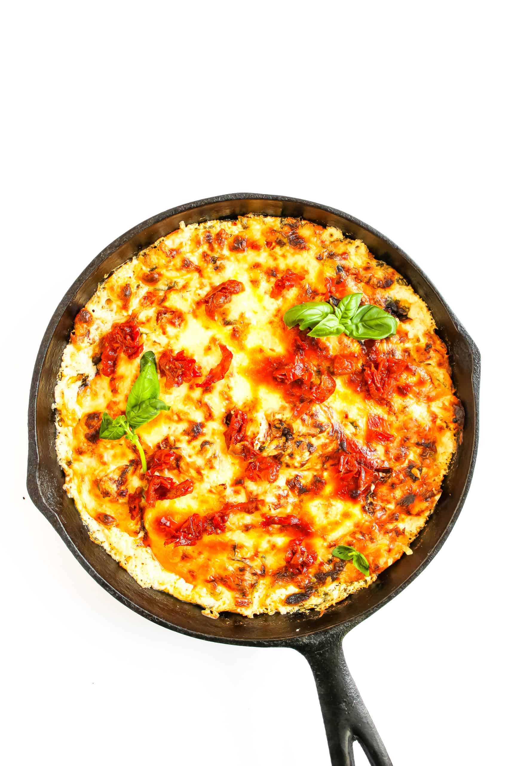 Fully cooked Marry Me Chicken Dip in skillet pan.