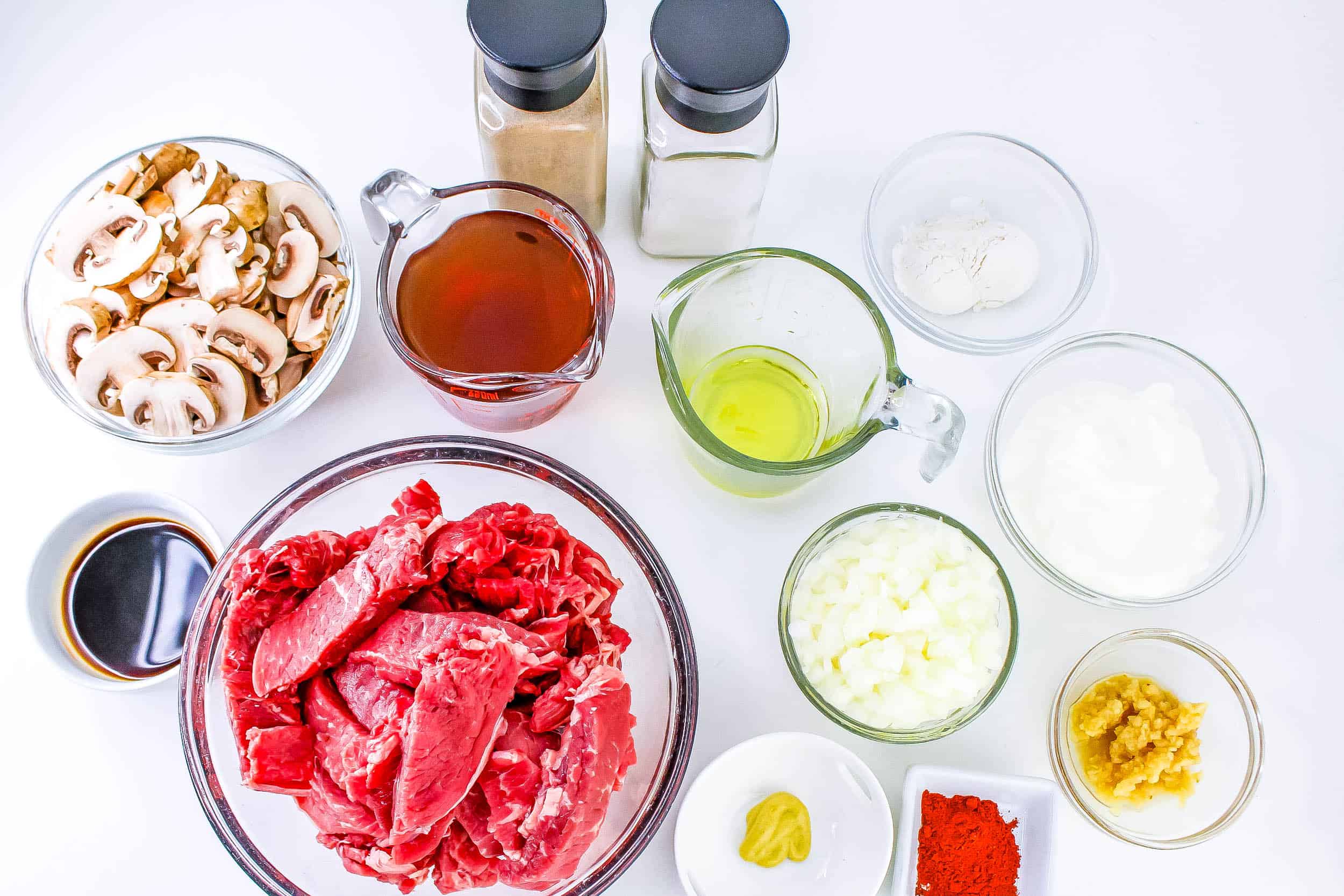 Ingredients for gluten free beef stroganoff