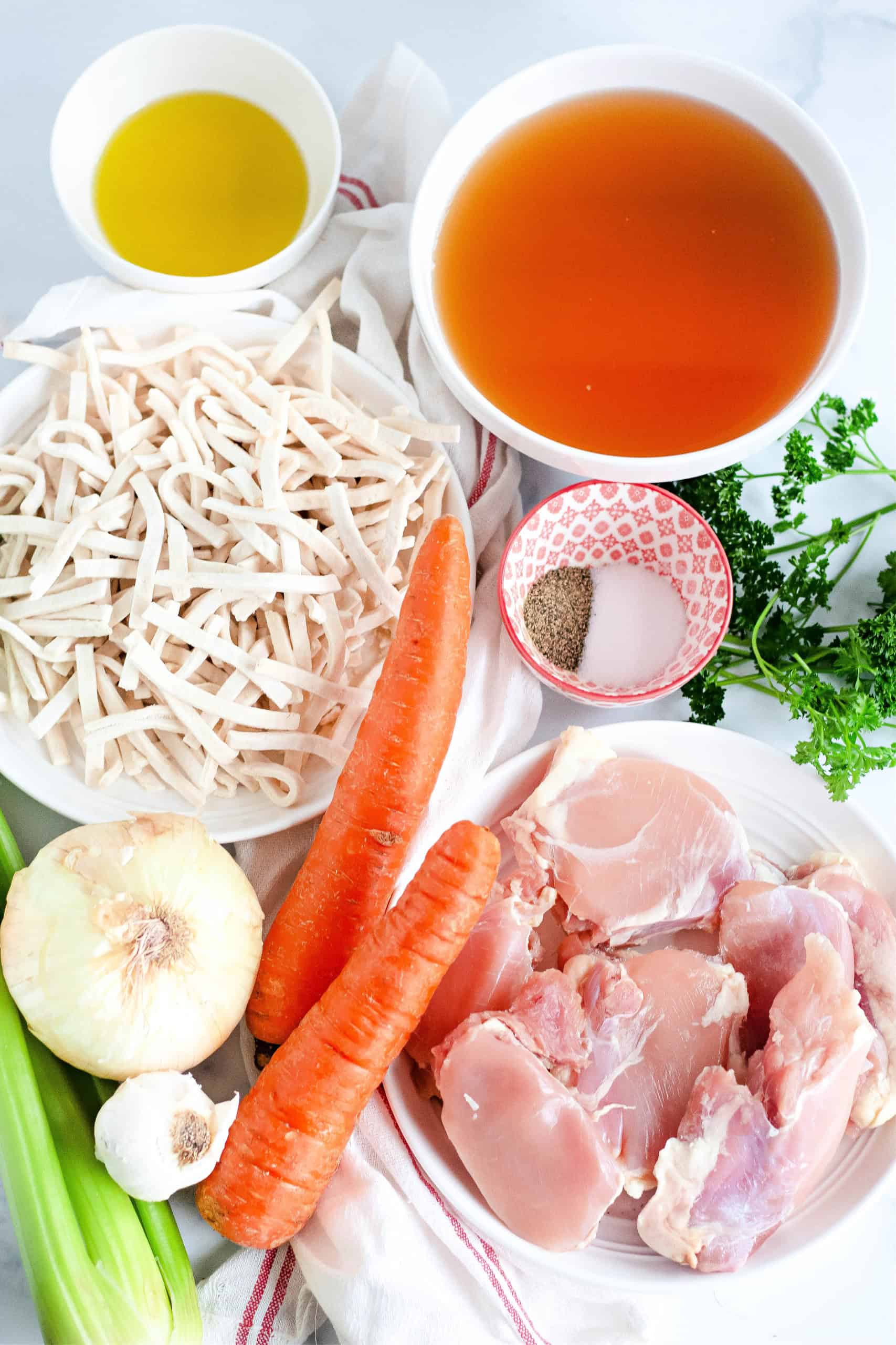 Ingredients for gluten free chicken noodle soup