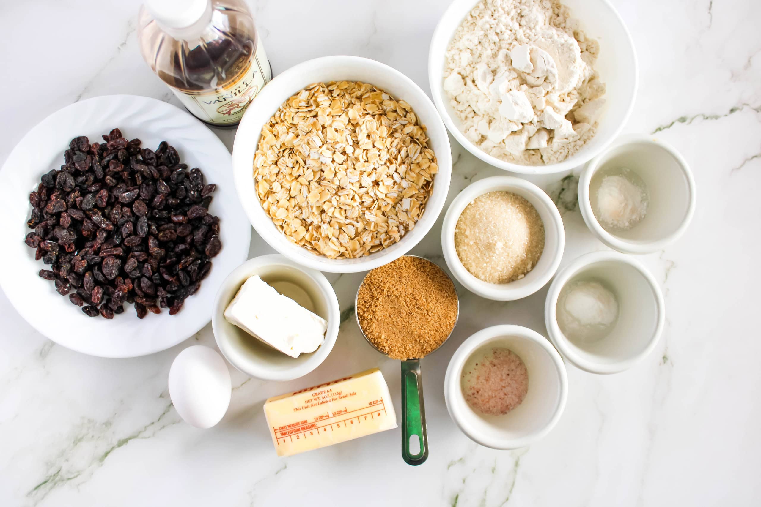 Ingredients for these gluten free oatmeal raisin cookies