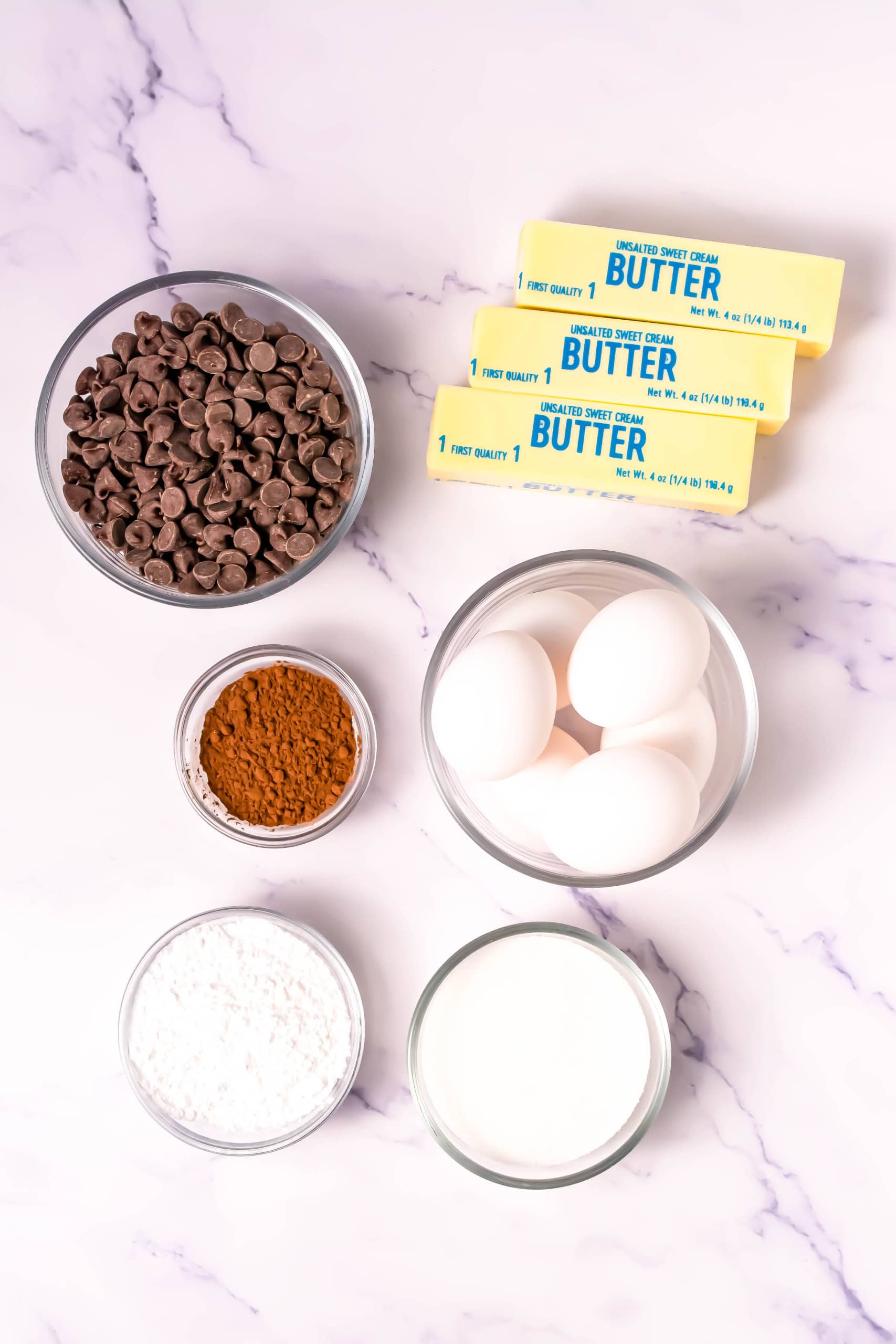 Ingredients for flourless chocolate torte