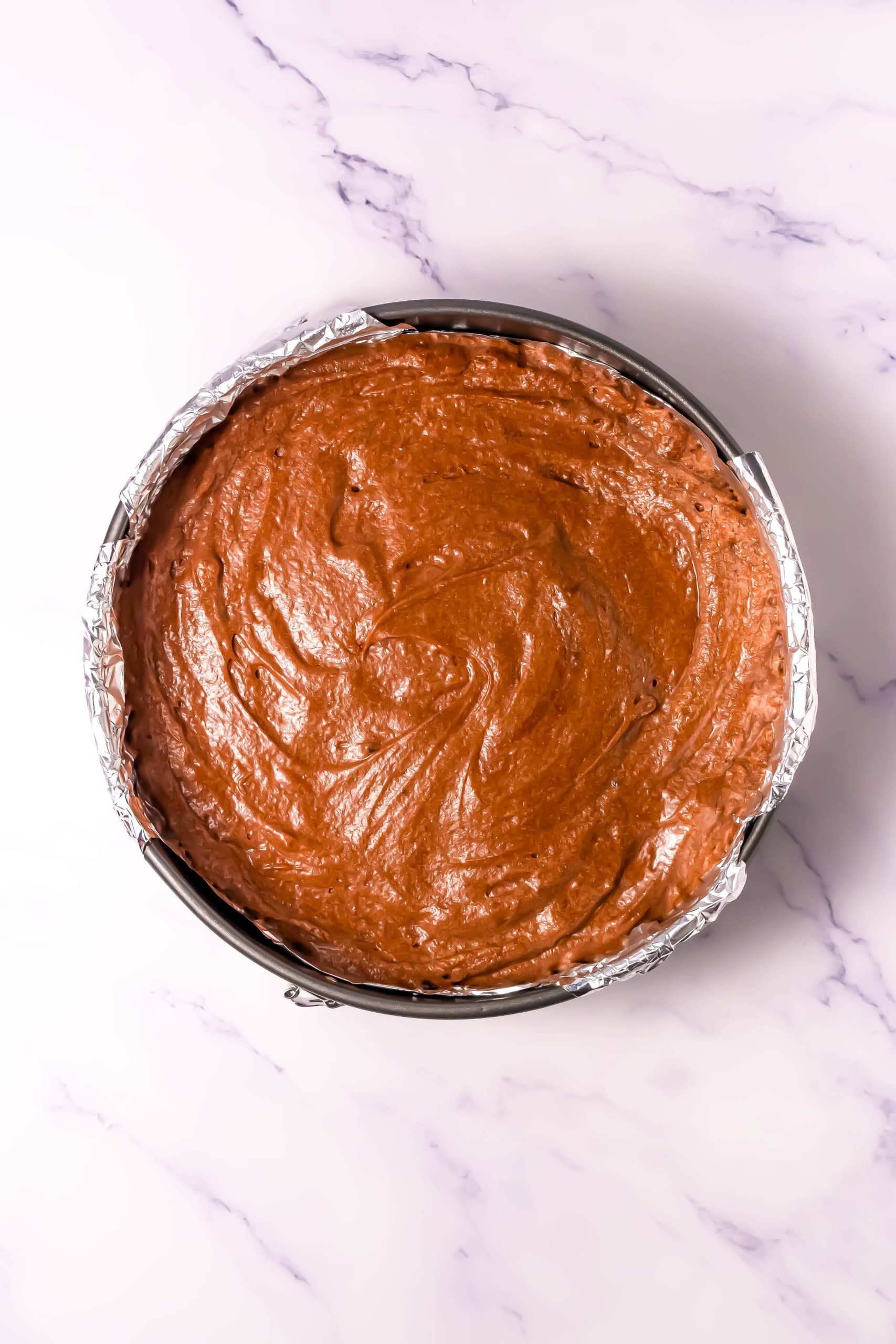 Cake batter in pan