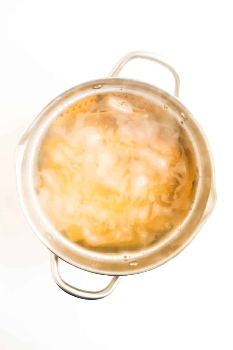 Pot of boiling noodles