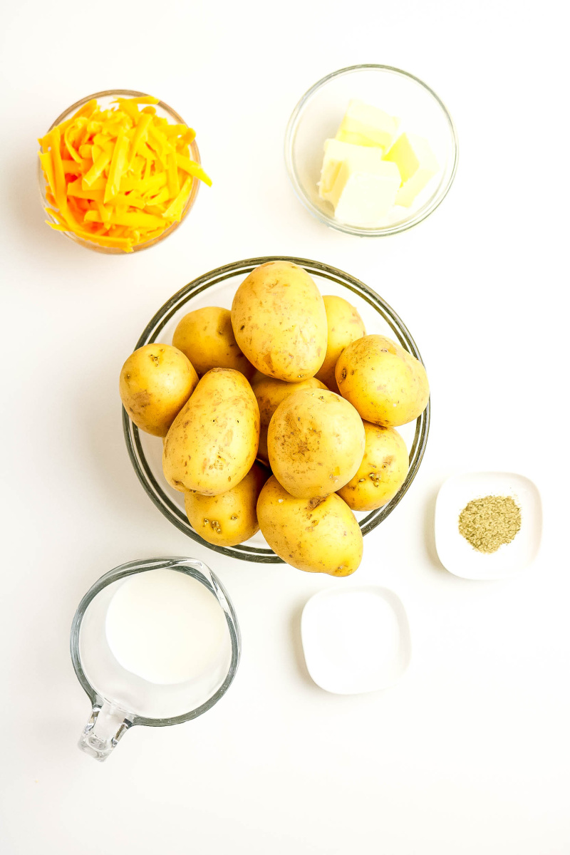 Ingredients for cheesy mashed potatoes