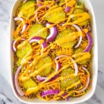 Big Mac Salad in 9x13 casserole dish