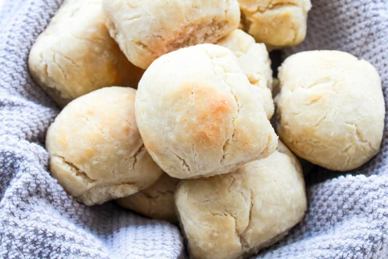 Basket of dinner rolls