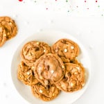 White plate of gluten free hot cocoa cookies on white