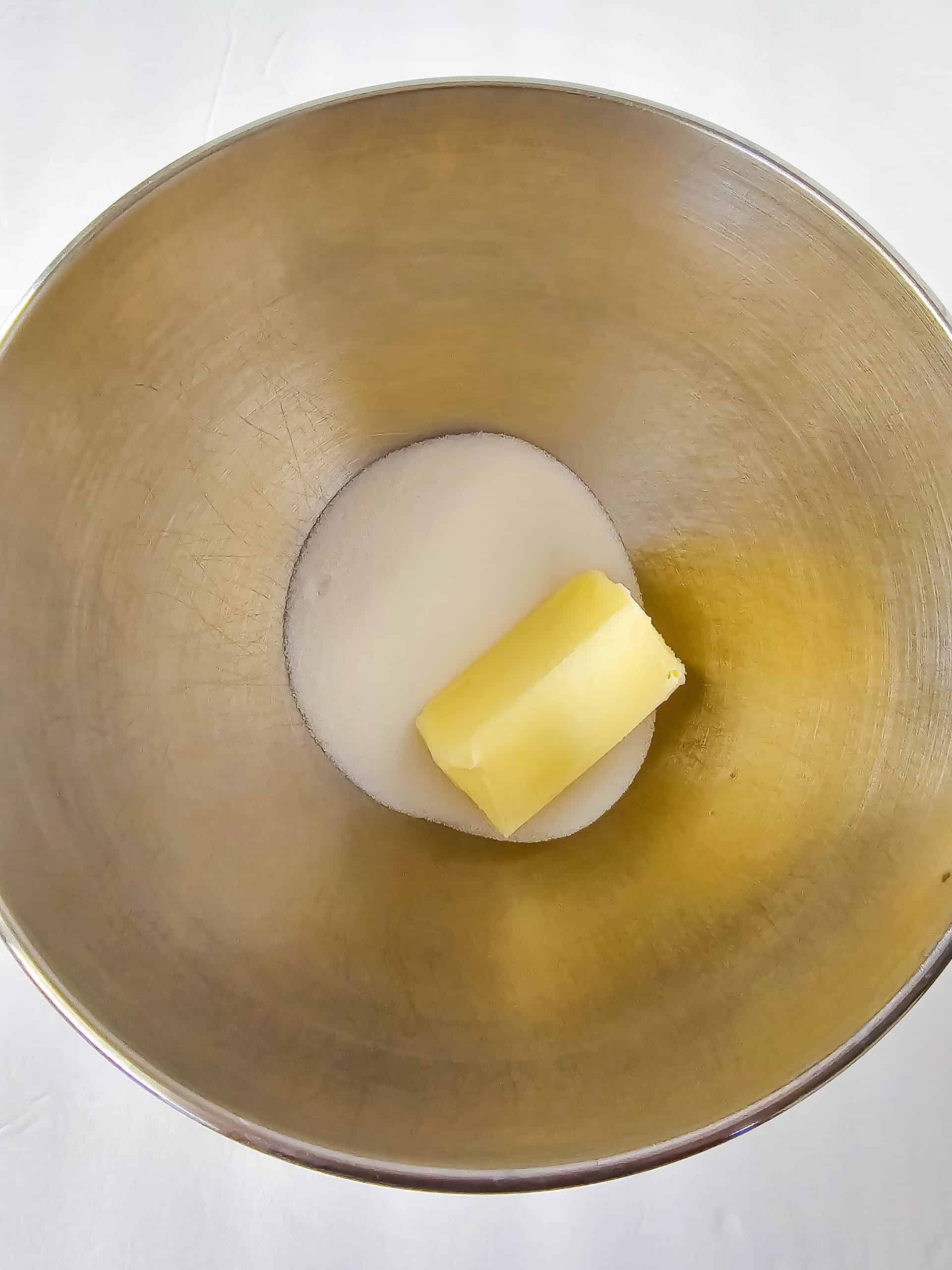 A bowl with sugar and butter