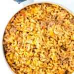 A large pan with gluten free hamburger helper