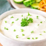 Bowl of cottage cheese ranch dip