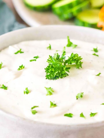Bowl of cottage cheese ranch dip