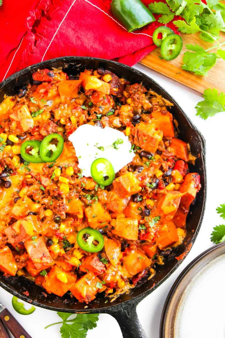 One Pan Sweet Potato and Taco Skillet